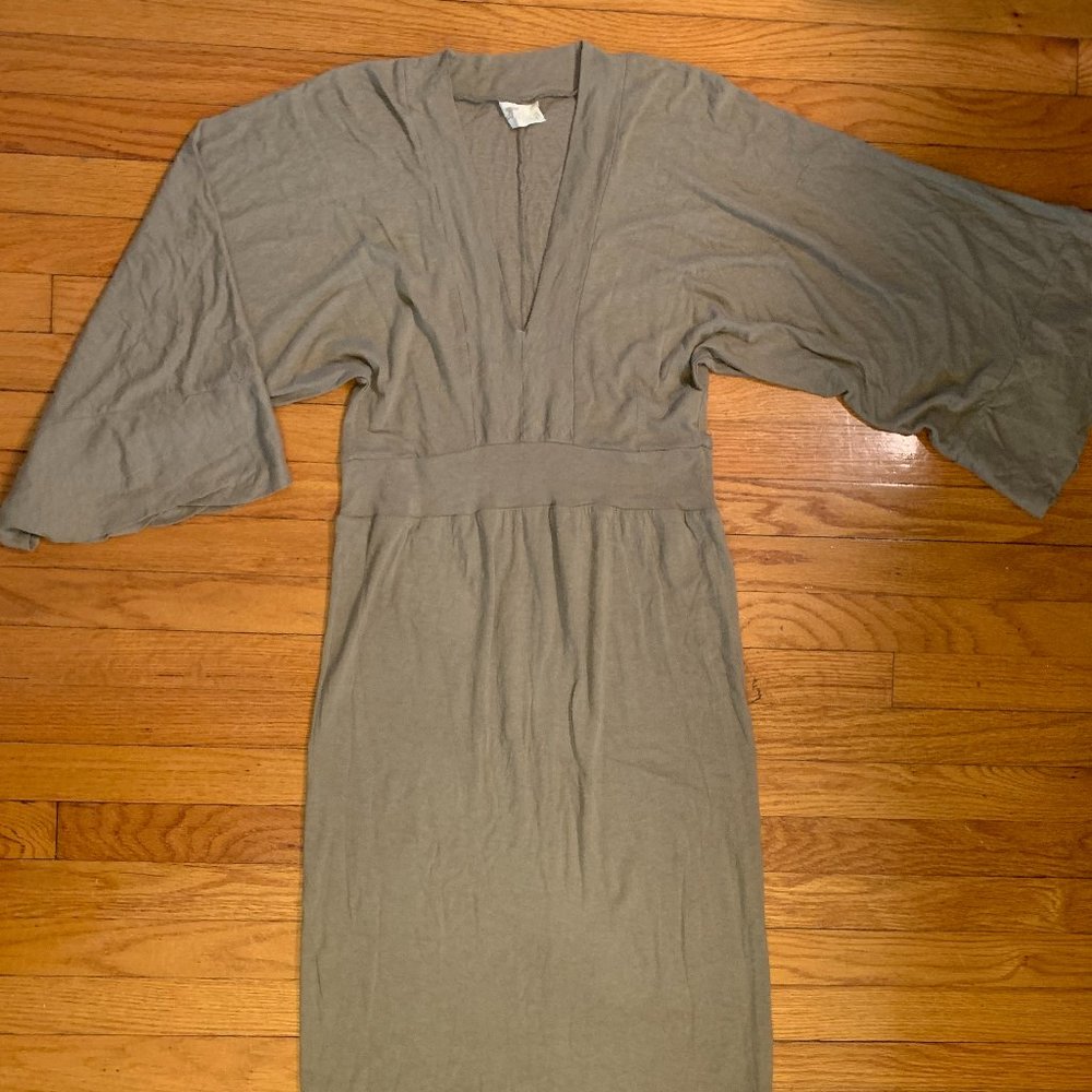 The Battalion Green Midi Light Weight Dress with Dolman Sleeves